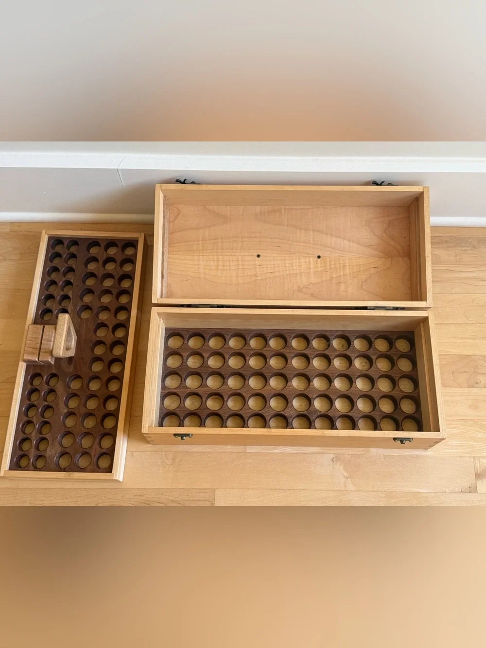 Wooden Storage Box with Multi-Compartment Insert - essential oils or tinctures